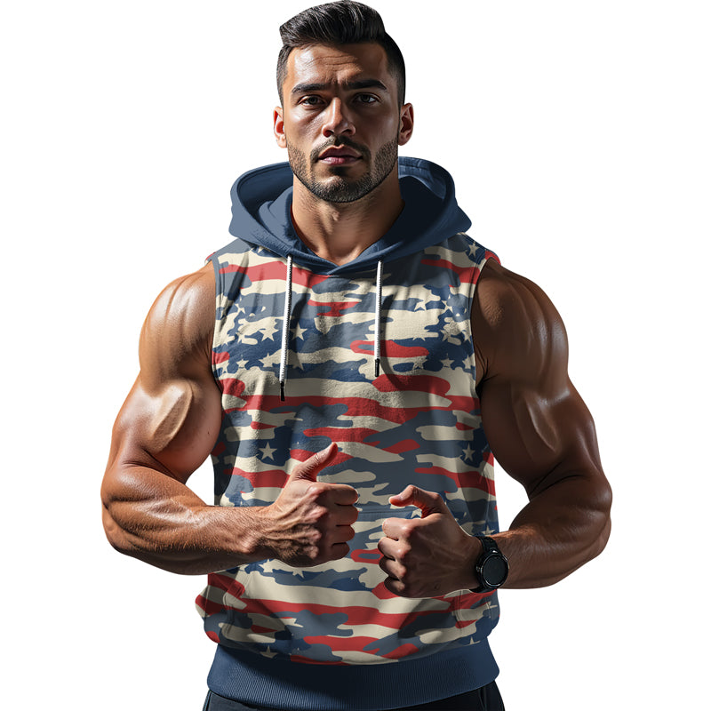 Rashninja American Camouflage Sleeveless Hoodie |MMA Sleeveless Hoodie