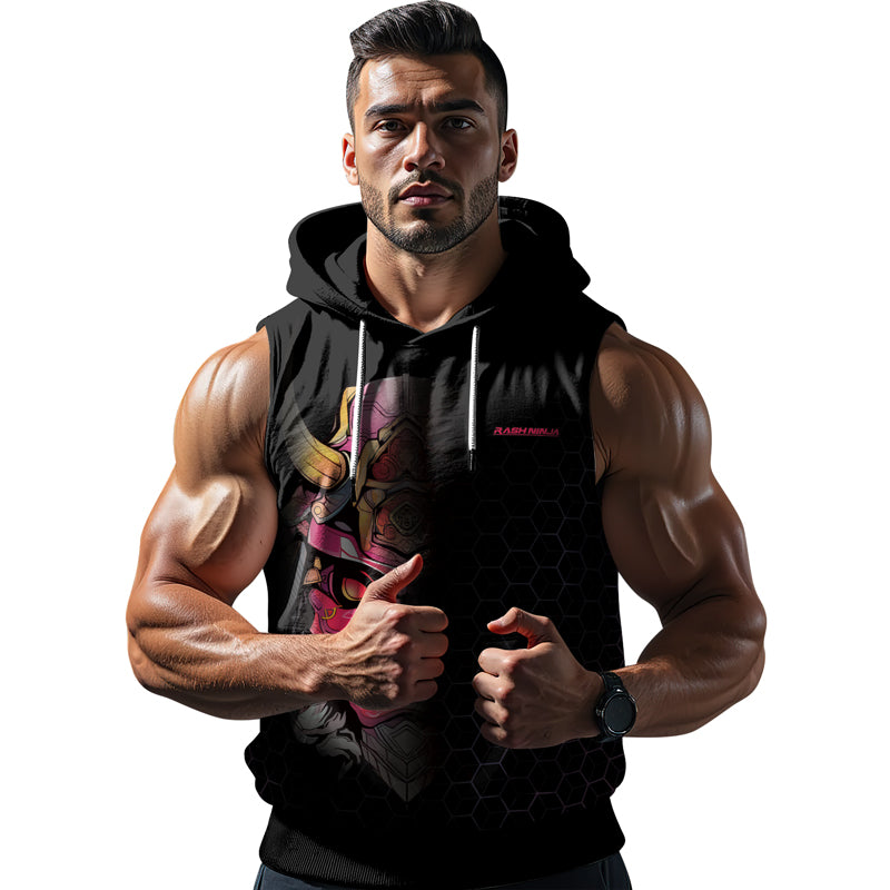 Rashninja Fear the Oni Sleeveless Hoodie | Muay Thai Sleeveless Hoodie