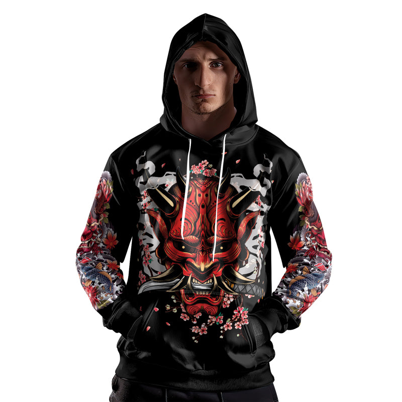 Rashninja The Oni Demon AOP Hoodie | Japanese Samurai Style Hoodie