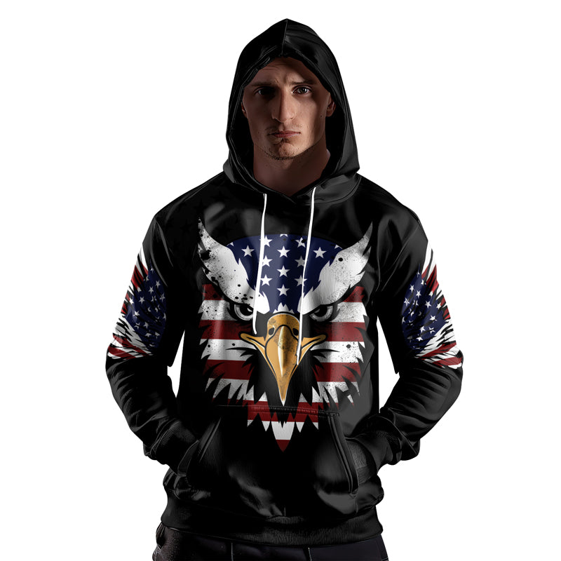 Rashninja American Eagle Head AOP Hoodie | American Flag Hoodies