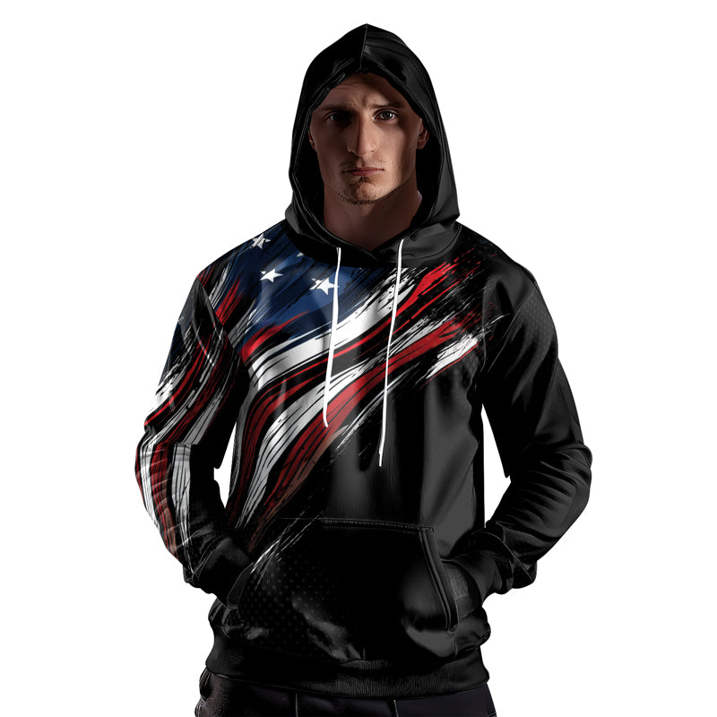 Rashninja Patriotic USA Flag AOP Hoodie | Patriotic Hooded Sweatshirt