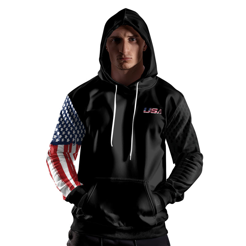 Rashninja American Flag AOP Hoodie | Patriotic Hooded Sweatshirt