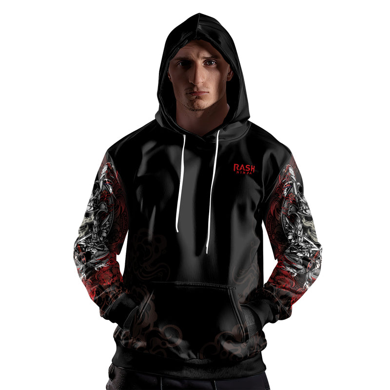 Rashninja Mystic Skull Samurai AOP Hoodie | Japanese Samurai Hoodie