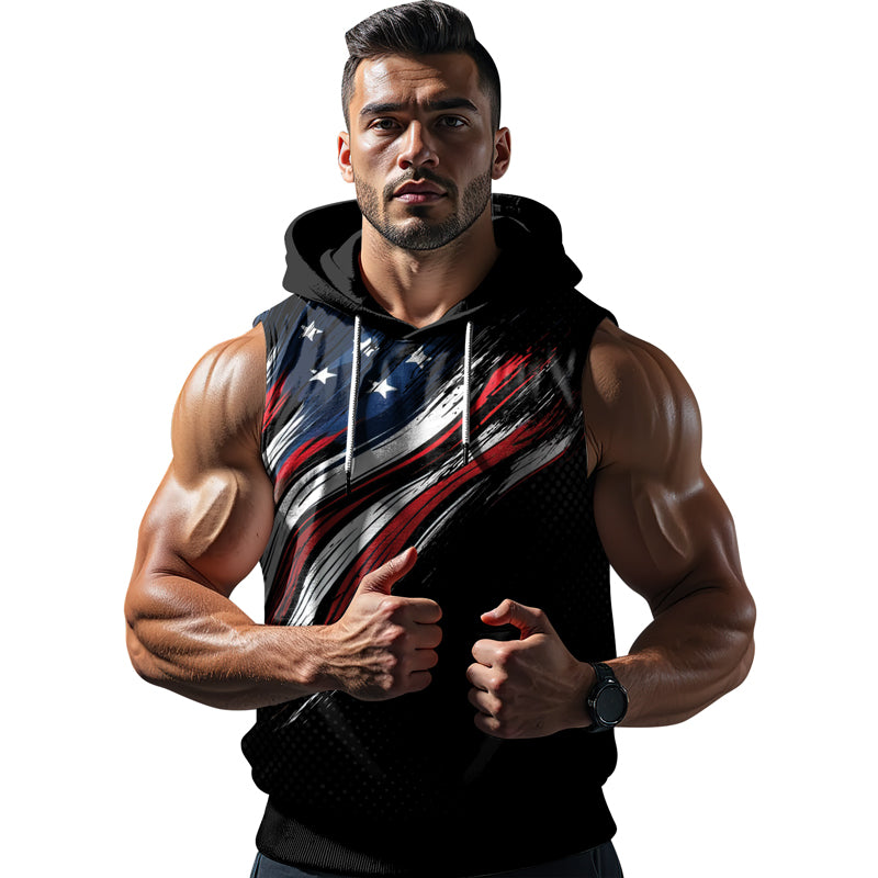 Rashninja Patriotic USA Flag Sleeveless Hoodie | MMA Sleeveless Hoodie