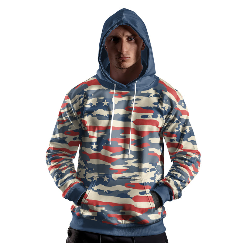 Rashninja American Camouflage AOP Hoodie | American Flag Hoodies