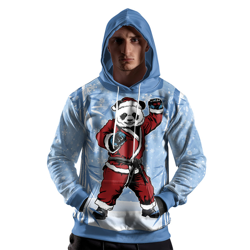 Rashninja Blue Santa Panda Kung Fu AOP Hoodie