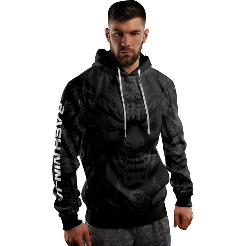 Rashninja Oni Fury AOP Hoodie | Japanese Samurai Hoodie | Samurai