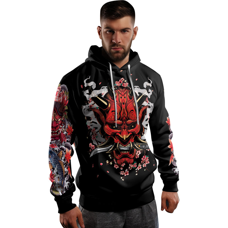 Rashninja The Oni Demon AOP Hoodie | Japanese Samurai Style Hoodie