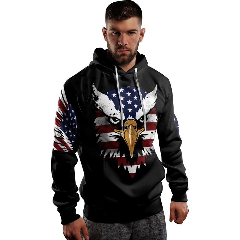 Rashninja American Eagle Head AOP Hoodie | American Flag Hoodies