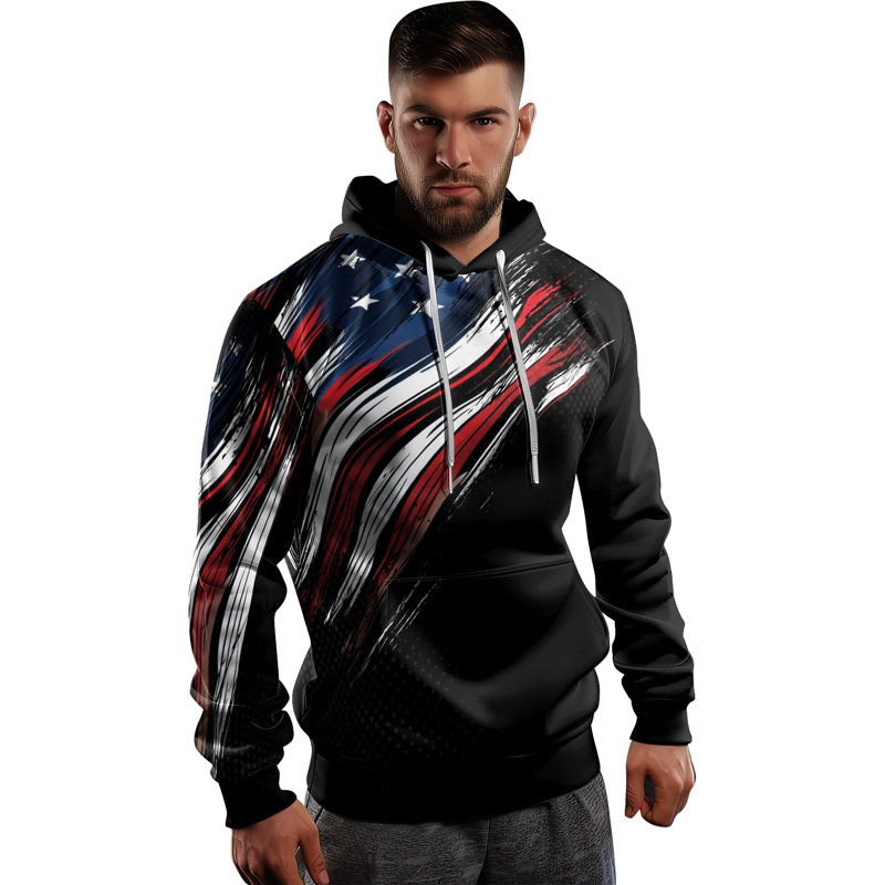 Rashninja Patriotic USA Flag AOP Hoodie | Patriotic Hooded Sweatshirt