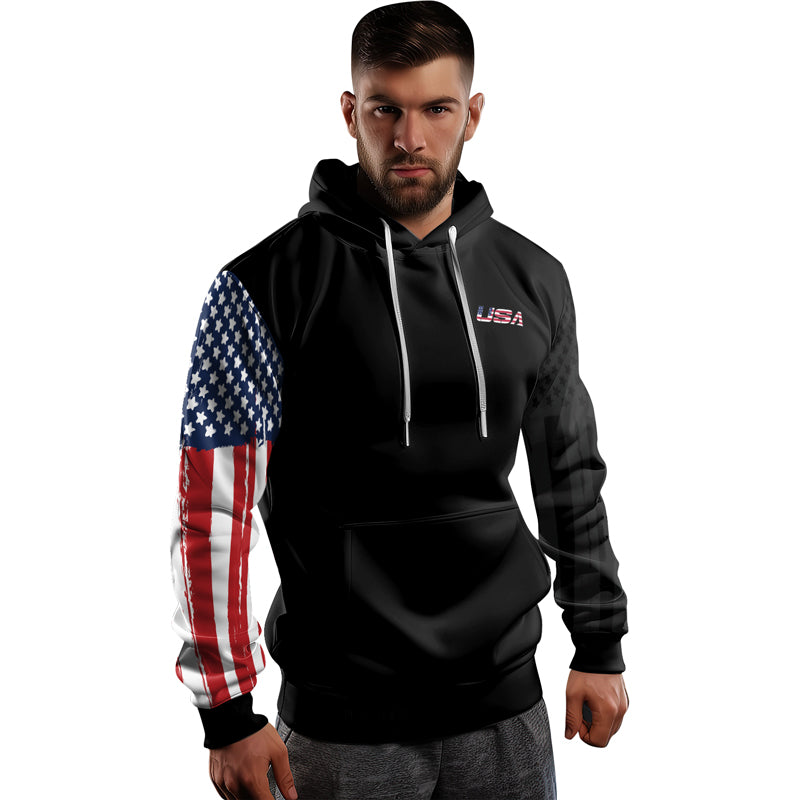 Rashninja American Flag AOP Hoodie | Patriotic Hooded Sweatshirt