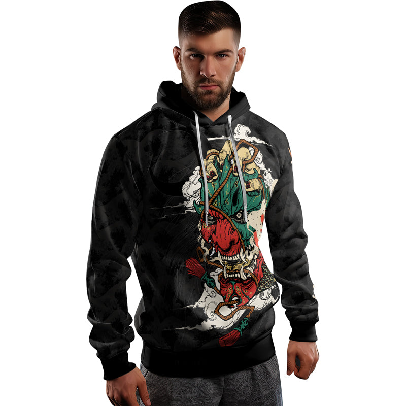 Rashninja Summoning Oni AOP Hoodie | Japanese Samurai Style Hoodie