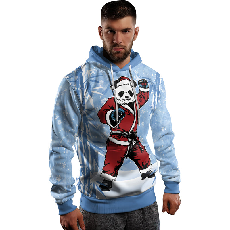 Rashninja Blue Santa Panda Kung Fu AOP Hoodie