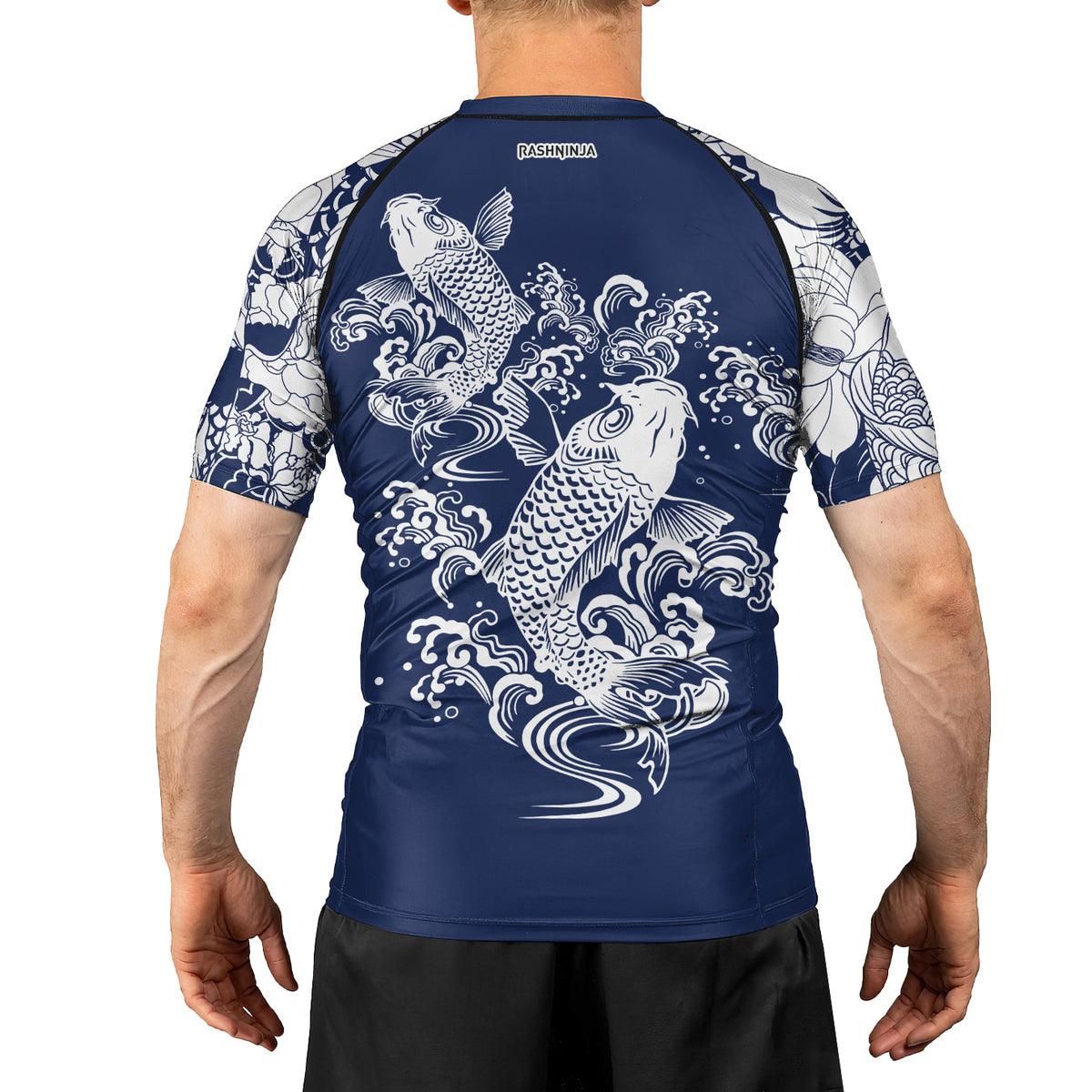 Rashninja Ranked Japanese Koi Fish Men's Short Sleeve Rash Guard - Rashninja LLC