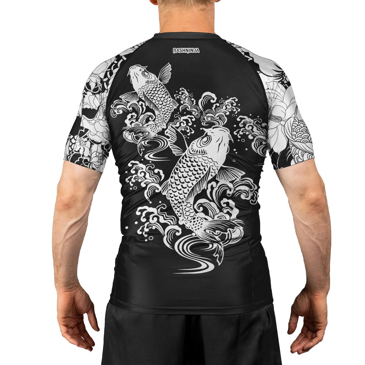 Rashninja Ranked Japanese Koi Fish Men's Short Sleeve Rash Guard - Rashninja LLC