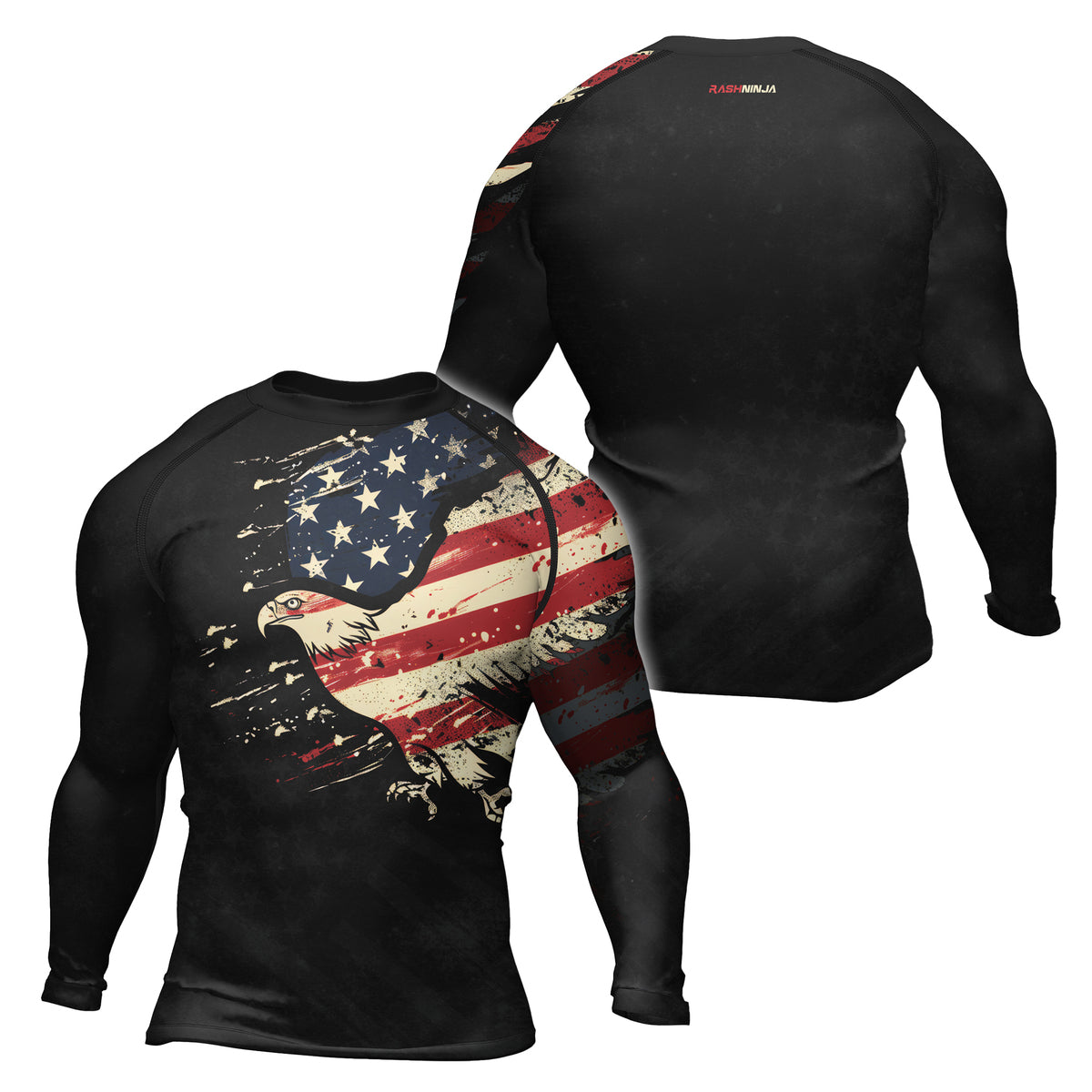 Rashninja Eagle American Flag Men's Long Sleeve Rash Guard