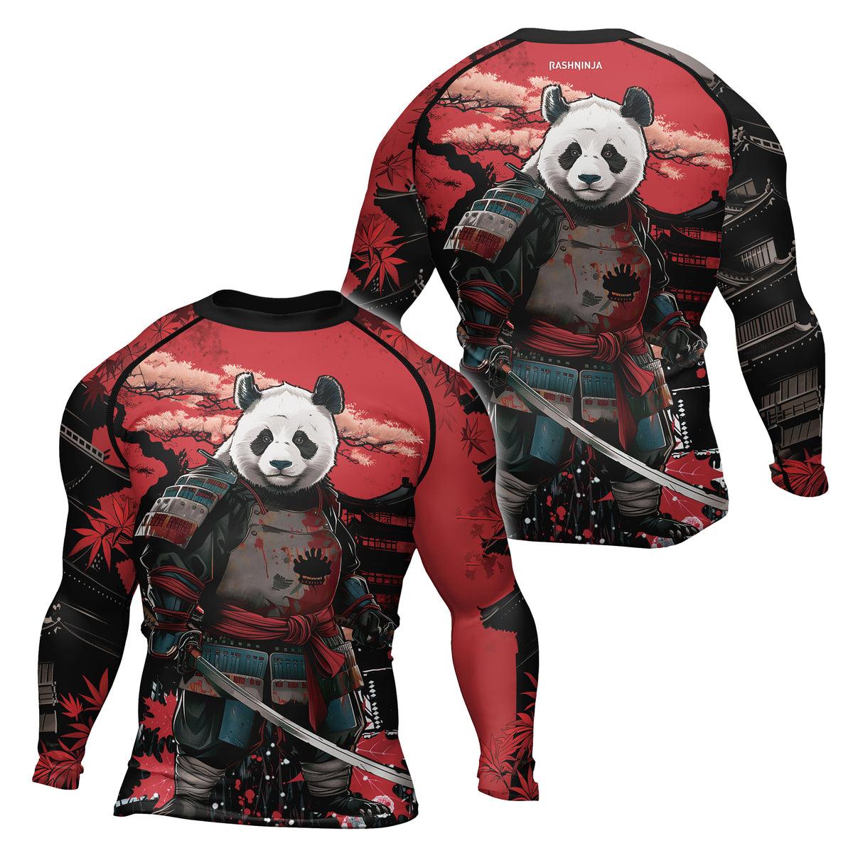 Rashninja Panda Samurai Legend Men's Long Sleeve Rash Guard - Rashninja LLC