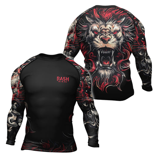 Rashninja Luminous Lion Men's Long Sleeve Rash Guard | Lion Fightwear