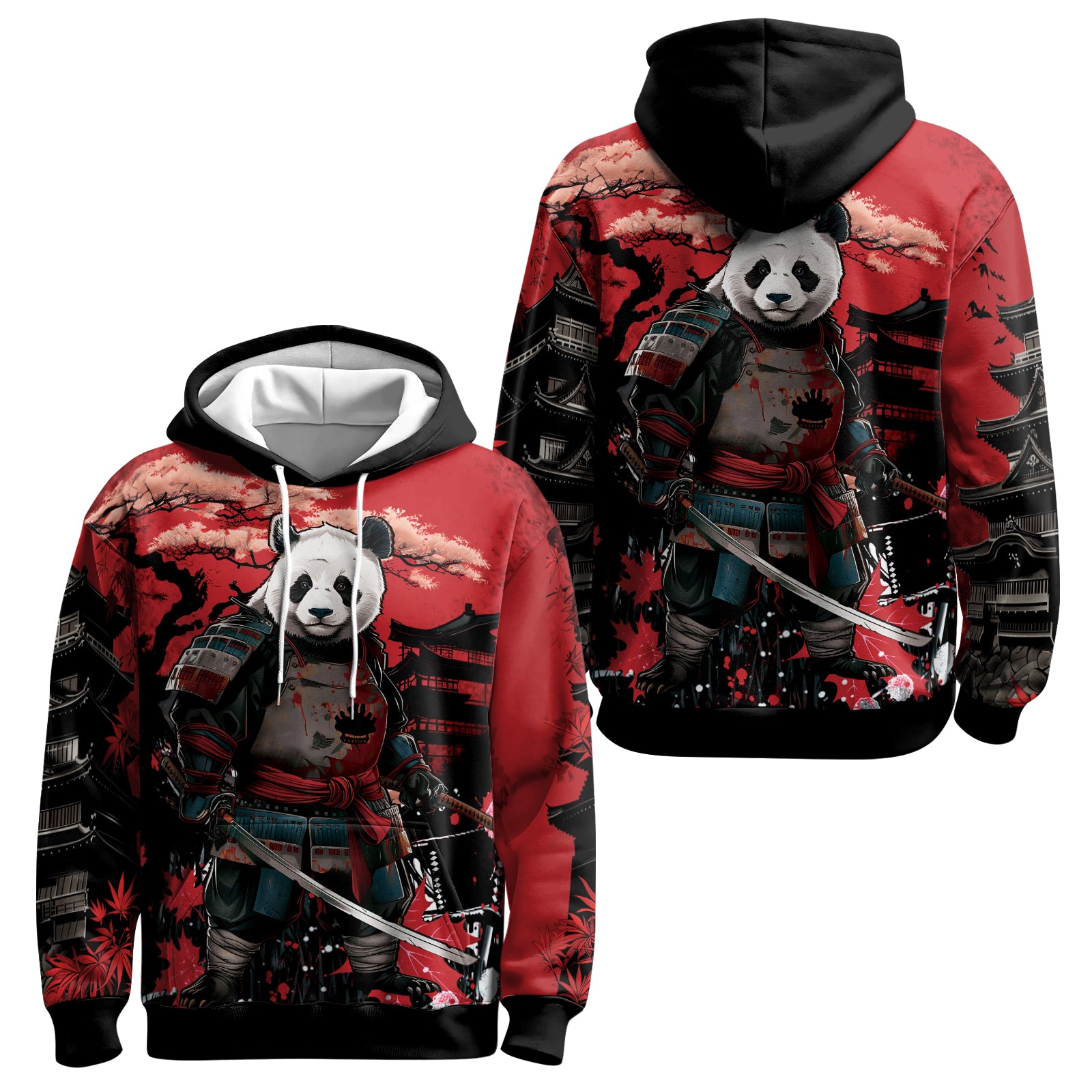 Rashninja Panda Samurai Legend AOP Hoodie