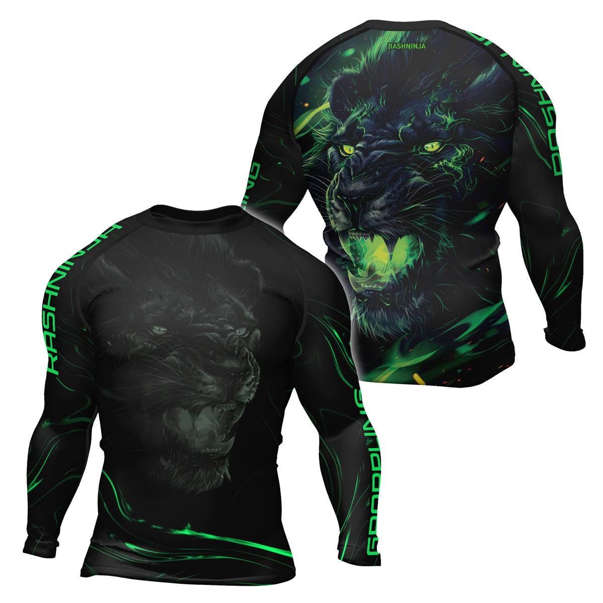 Bison Rash Guard Rashninja Lion's Power Men's Long Sleeve Rash Guard | Fightwear