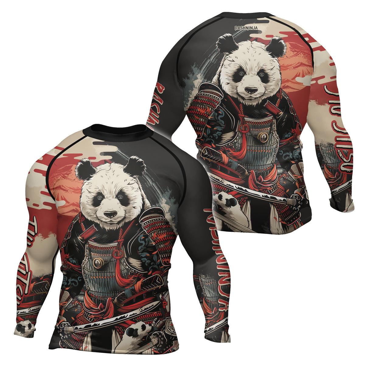 Rashninja Panda Samurai Warrior Men's Long Sleeve Rash Guard