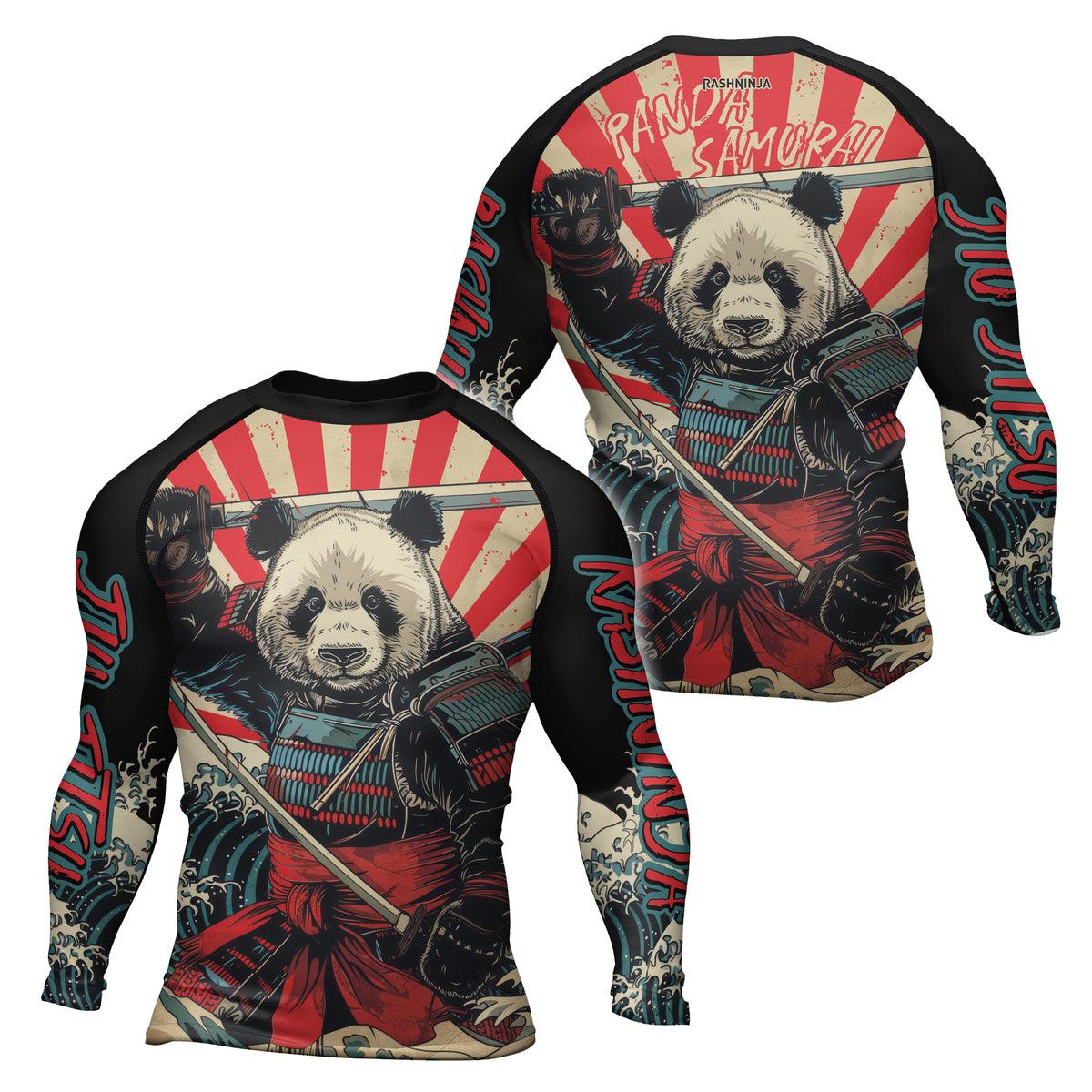 Rashninja Panda Samurai Men's Long Sleeve Rash Guard | Fight Shirt