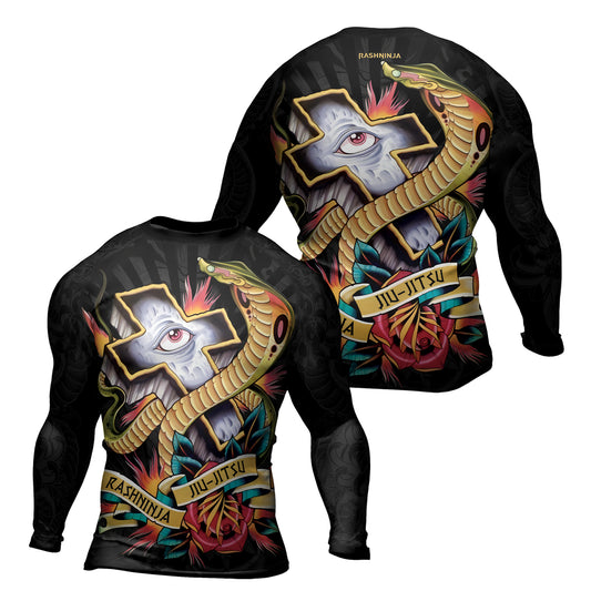 Rashninja Snake Tattoo Dragon Ink Men's Long Sleeve Rash Guard

