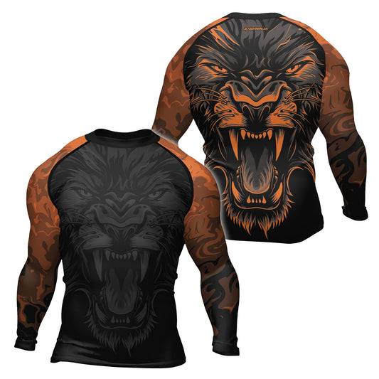 Rashninja Lion's Fury Men's Long Sleeve Rash Guard | Lion Fightwear