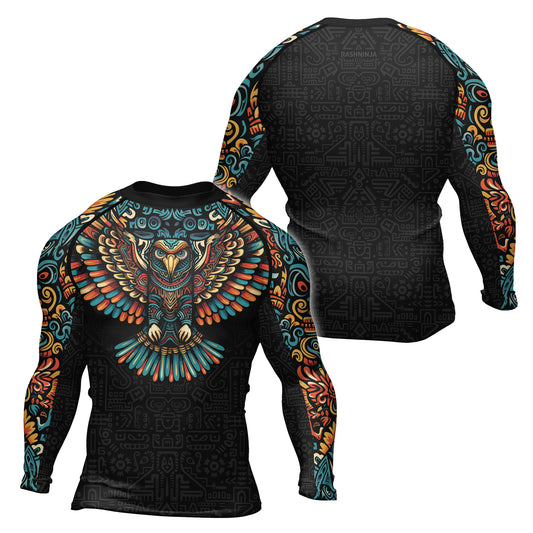 Rashninja Aztec Tribal Eagle Men's Long Sleeve Rash Guard