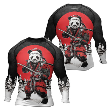 Rashninja Black Samurai Christmas Panda Men's Long Sleeve Rash Guard