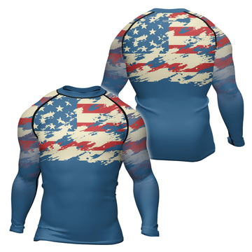 Rashninja American Flag Patriotic Men's Long Sleeve Rash Guard