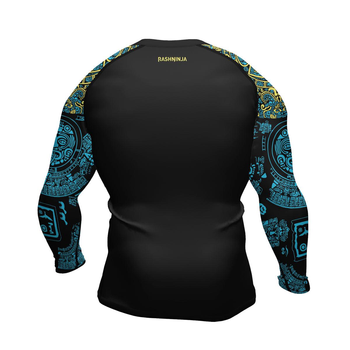 Aztech Snake Guard Rashninja Aztec Quetzalcoatl's Serpent Men's Long Sleeve Rash Guard