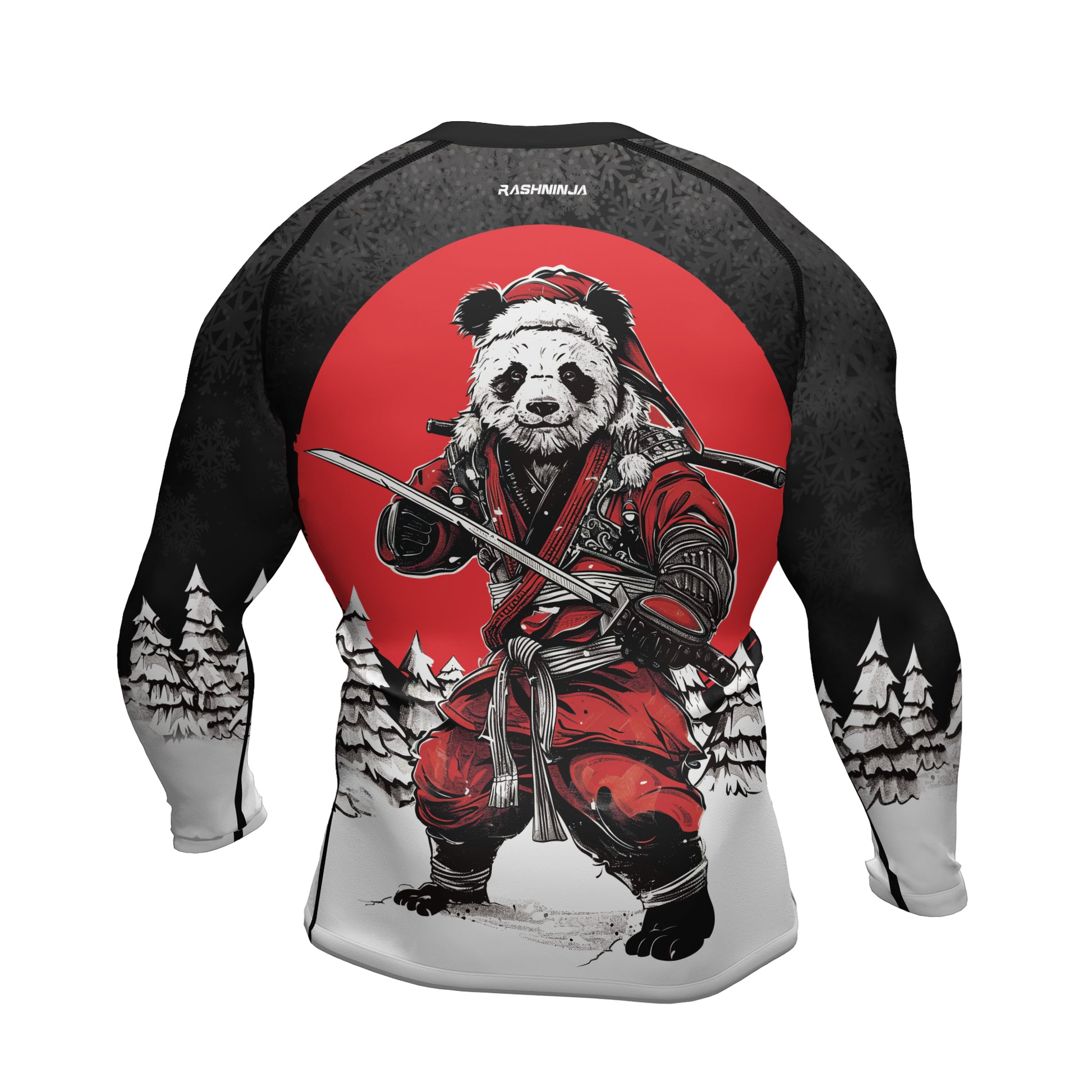 Rashninja Black Samurai Christmas Panda Men's Long Sleeve Rash Guard