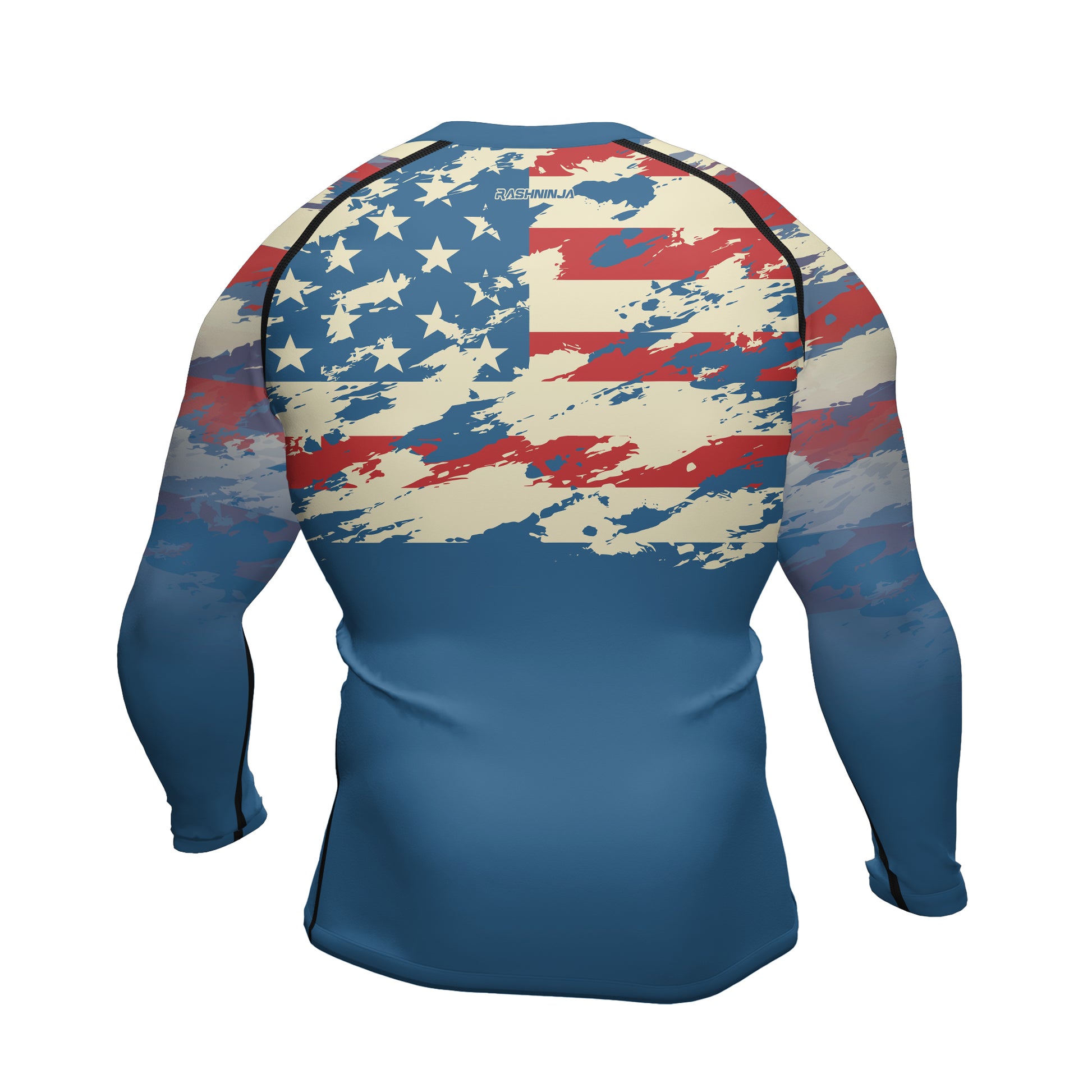 Rashninja American Flag Patriotic Men's Long Sleeve Rash Guard