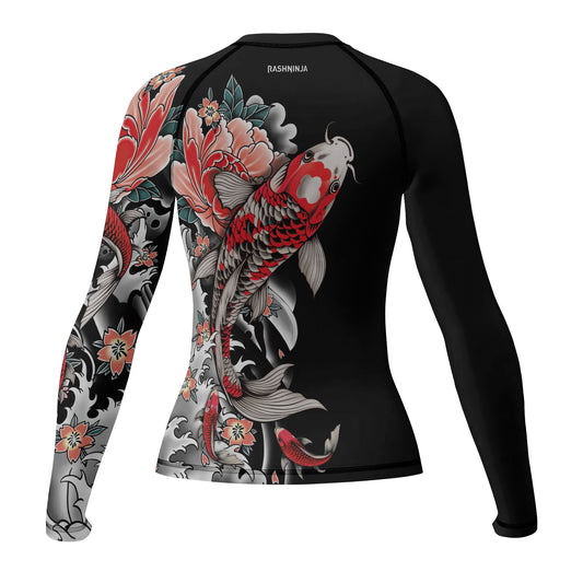 Rashninja Koi Peony Flow Women's Long Sleeve Rash Guard