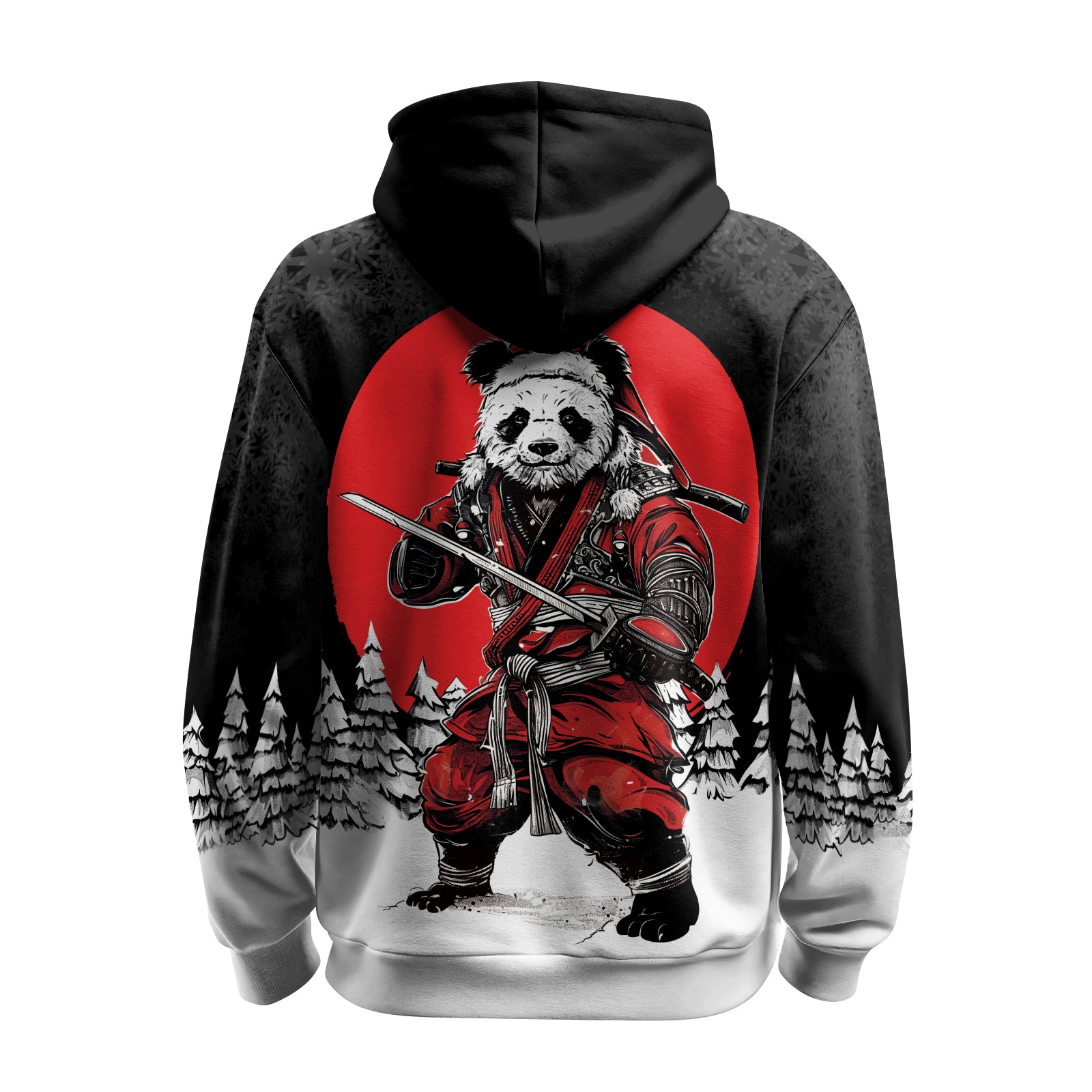 Rashninja Black Samurai Christmas Panda AOP Hoodie