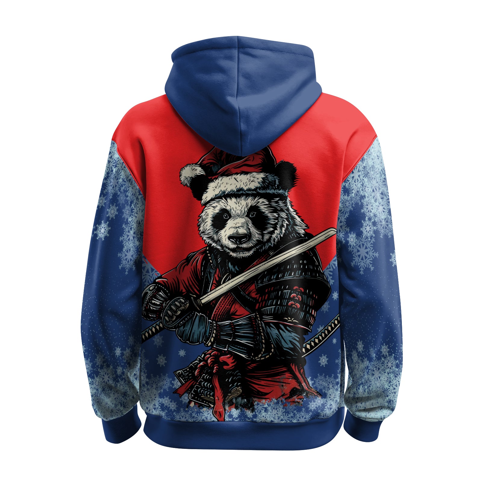 Rashninja Blue Samurai Christmas Panda AOP Hoodie