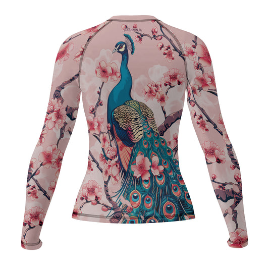 Rashninja Peacock on Sakura Women's Long Sleeve Rash Guard