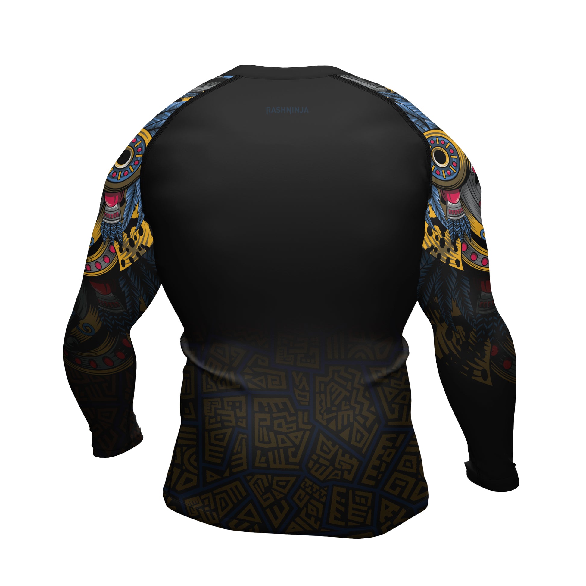 Rashninja Aztec Tribal Jaguar Men's Long Sleeve Rash Guard