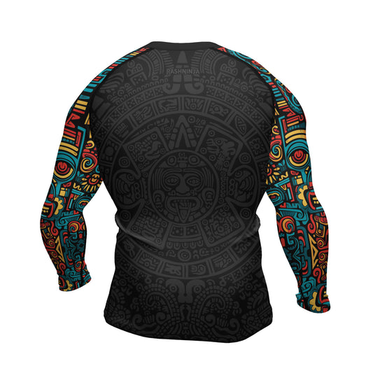 Rashninja Aztec Tribal Pattern Men's Long Sleeve Rash Guard