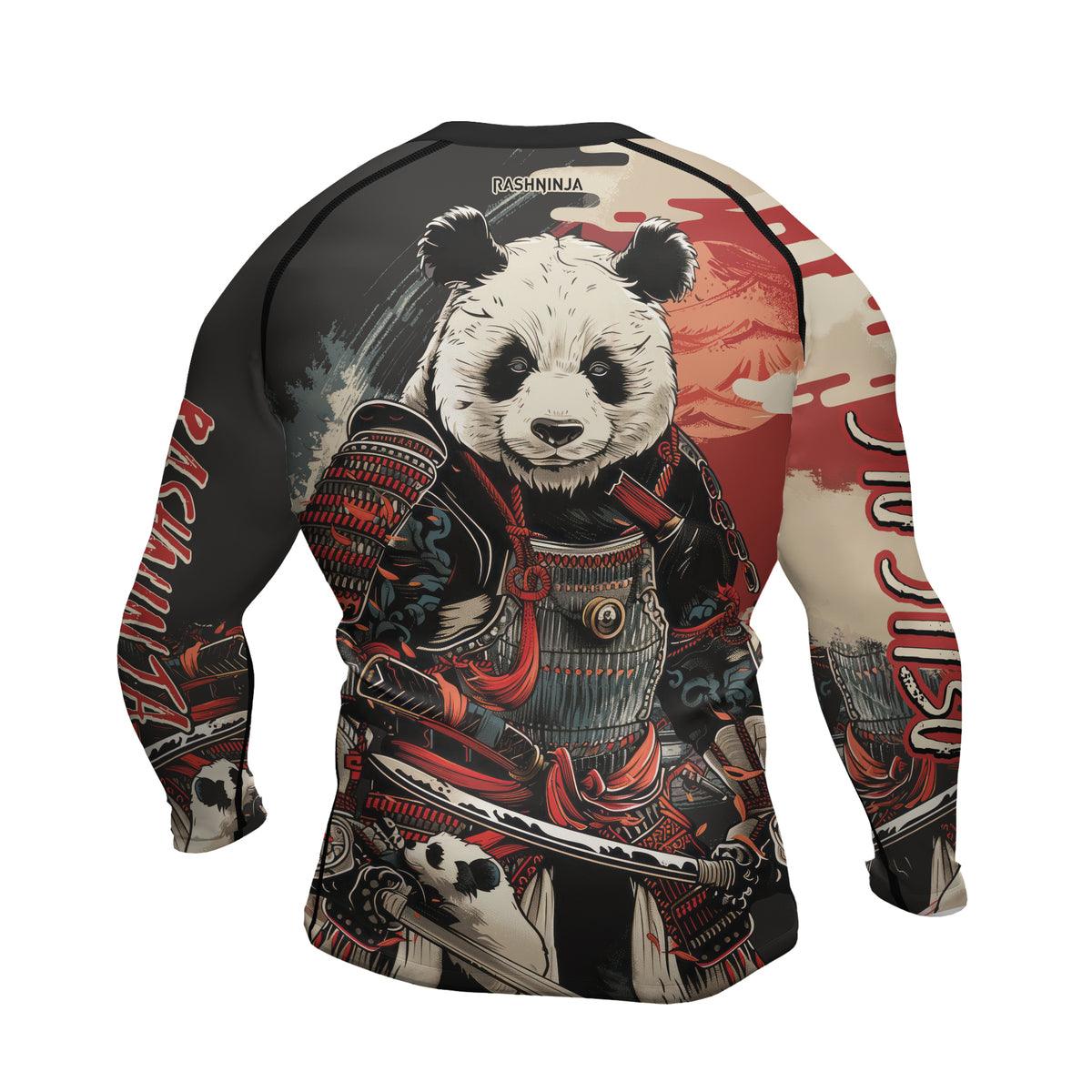 Rashninja Panda Samurai Warrior Men's Long Sleeve Rash Guard - Rashninja LLC