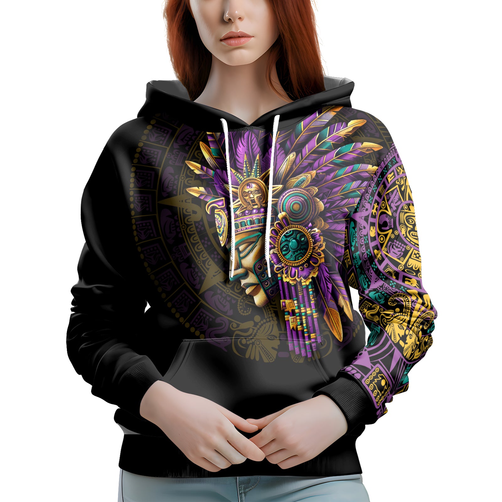 Rashninja Aztec Purple Tribe Headman AOP Hoodie