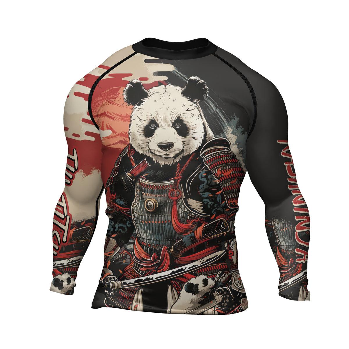 Rashninja Panda Samurai Warrior Men's Long Sleeve Rash Guard