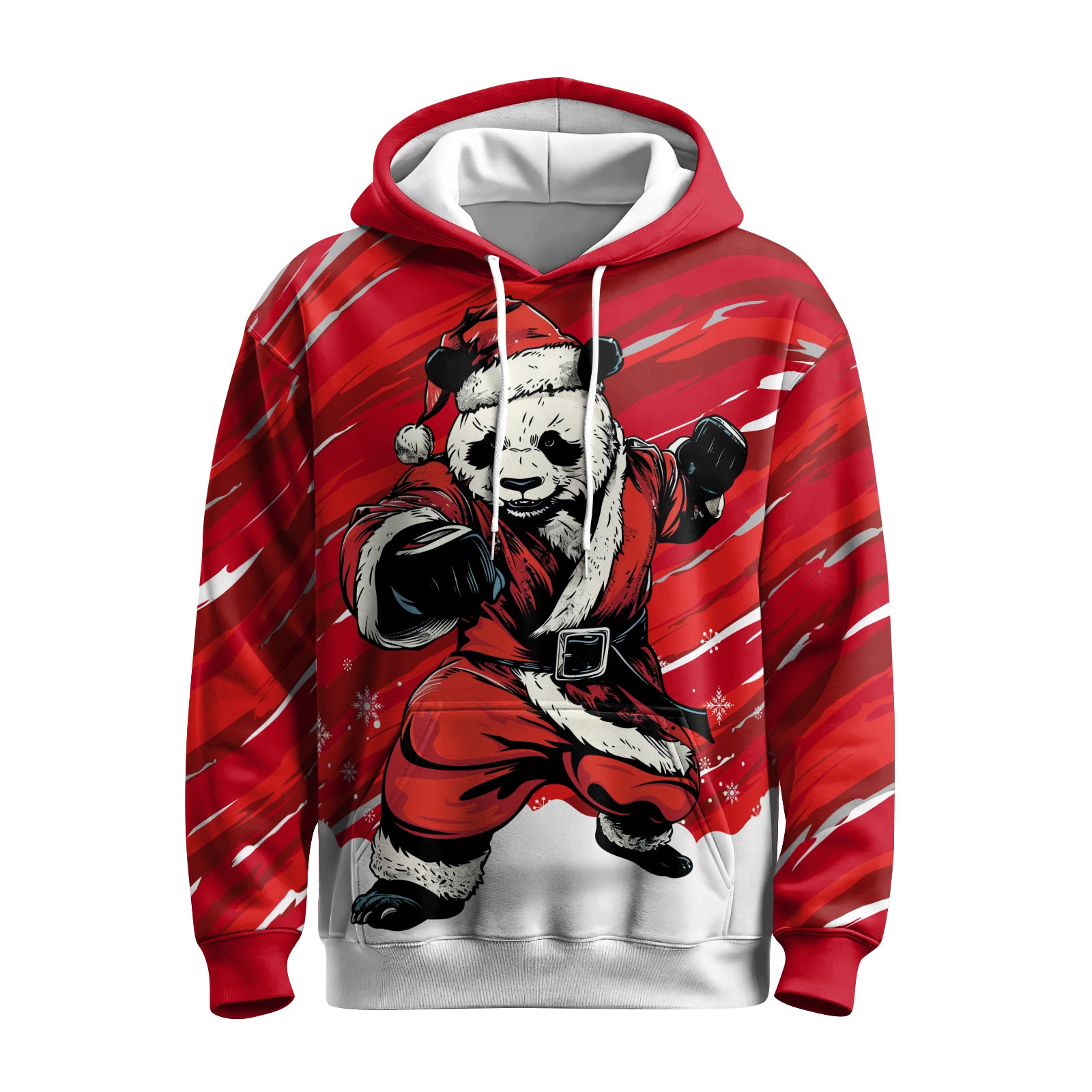 Rashninja Red Santa Panda Kung Fu AOP Hoodie