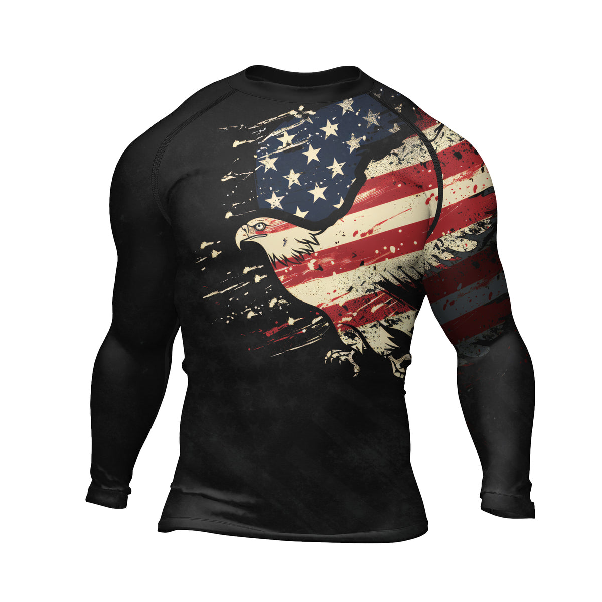 Rashninja Eagle American Flag Men's Long Sleeve Rash Guard