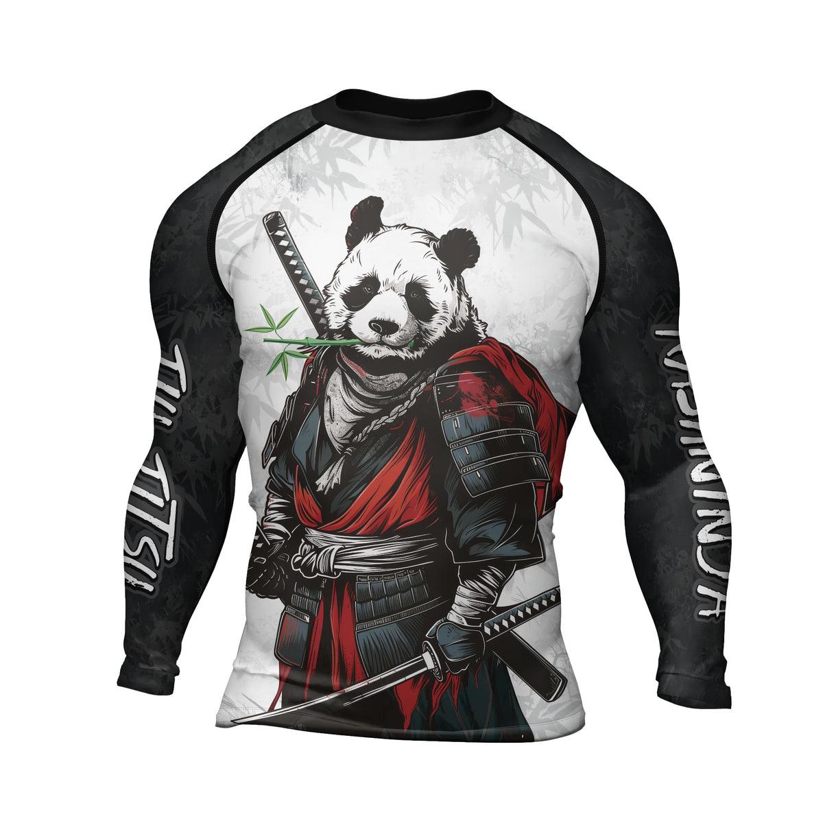 Rashninja Mystic Warrior Panda Samurai Men's Long Sleeve Rash Guard