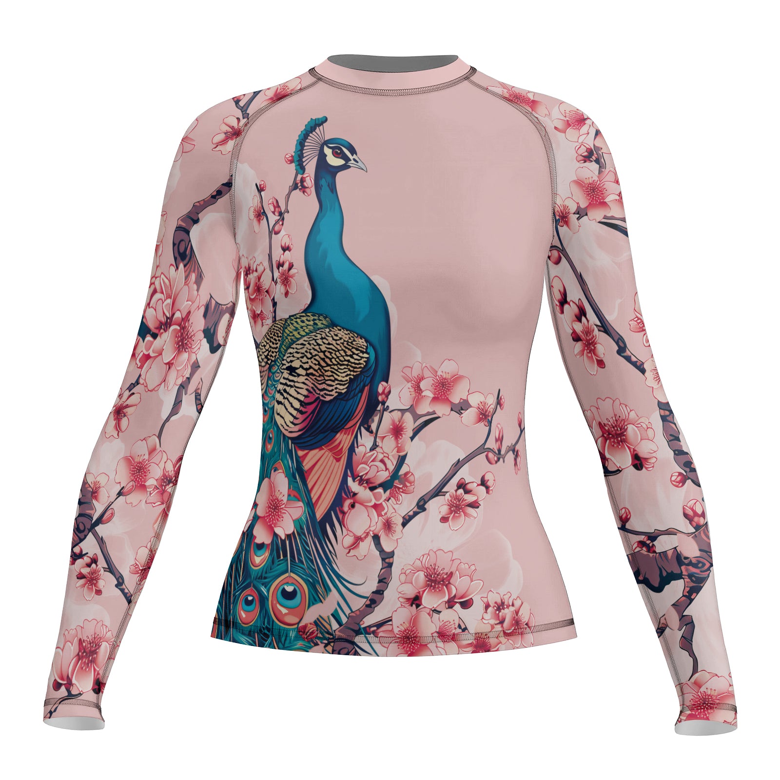 Rashninja Peacock on Sakura Women's Long Sleeve Rash Guard