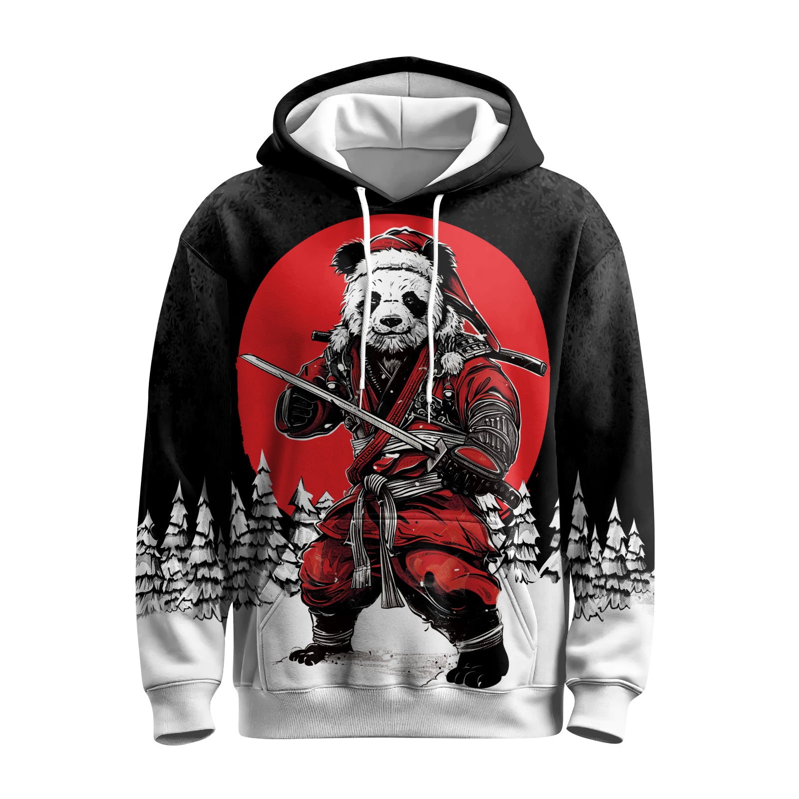 Rashninja Black Samurai Christmas Panda AOP Hoodie