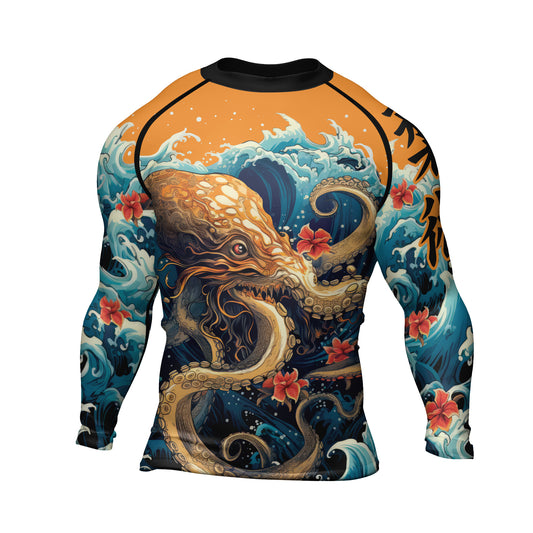 Rashninja Octopus Waves Men's Long Sleeve Rash Guard | Rash Guard