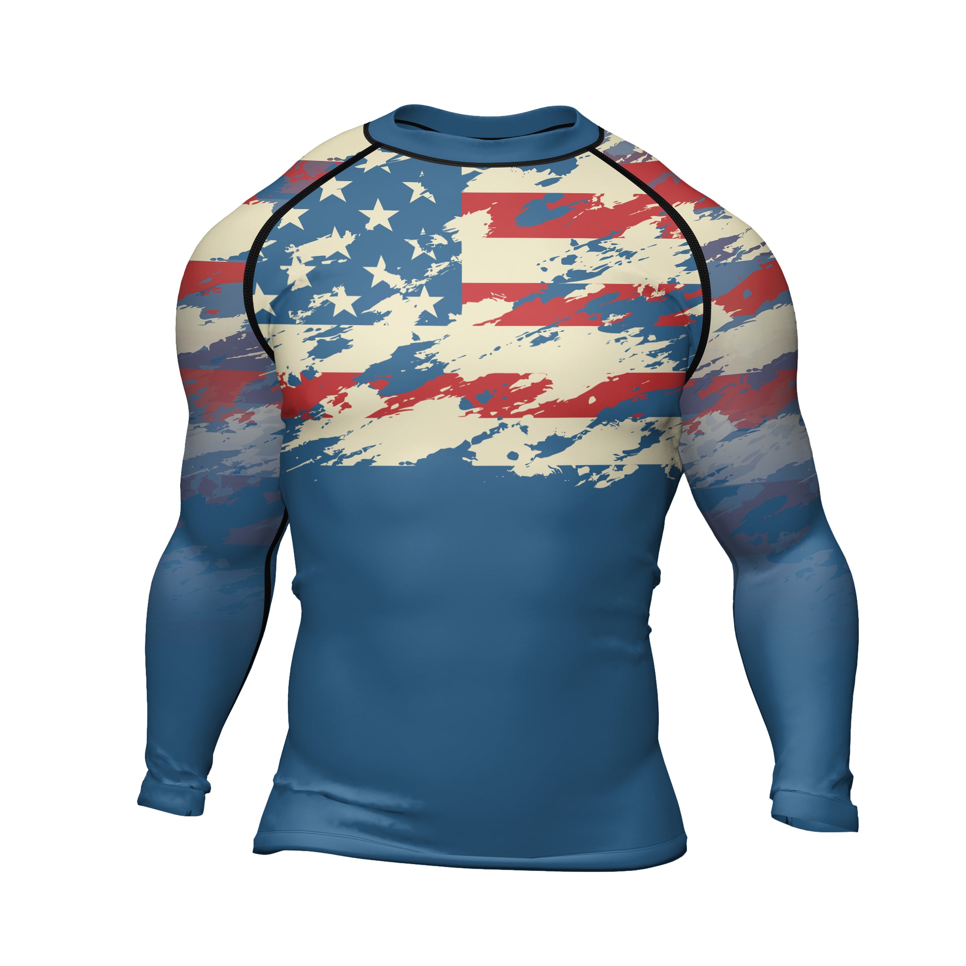 Rashninja American Flag Patriotic Men's Long Sleeve Rash Guard